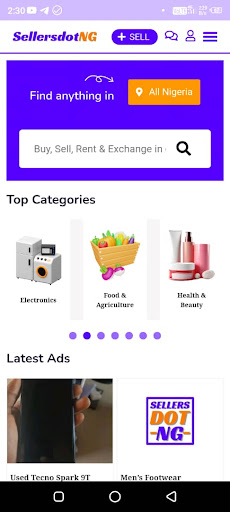 Android application SellersDotNg screenshort