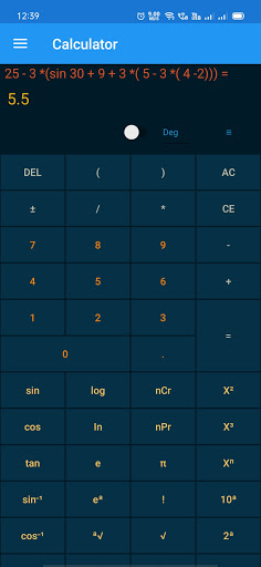 Android application Scientific Calculator Students screenshort