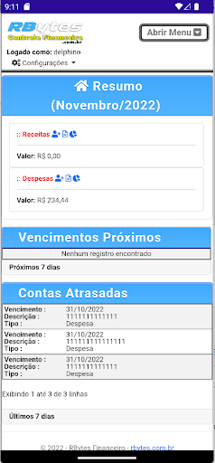 RBytes Controle Financeiro Screen 2