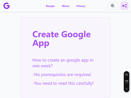Create Google App Screen 3