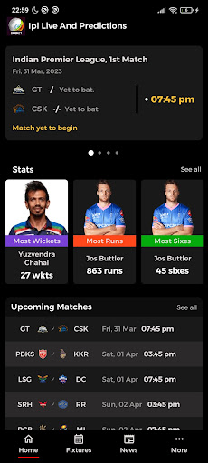 Android application IPL Live And Prediction screenshort