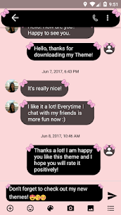 SMS Messages Bow Pink Pastel Theme 320 APK screenshots 2