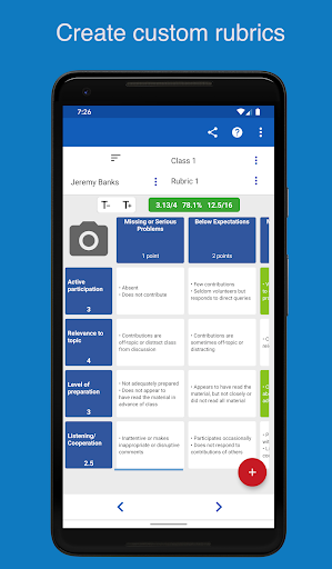 Android application Rubric Scorer screenshort