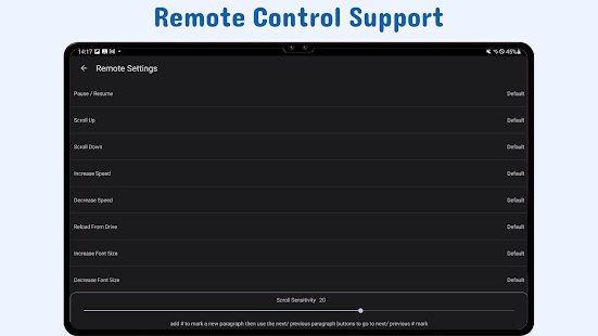 Captura de pantalla del nano teleprompter