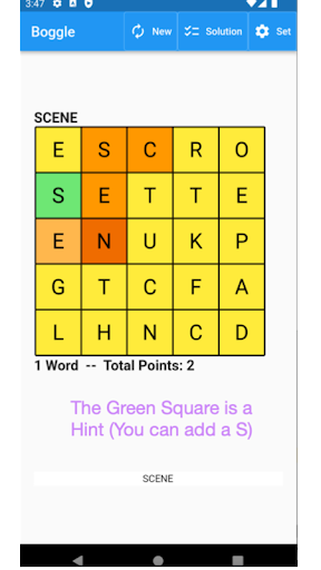 Android application Boggle Practice screenshort