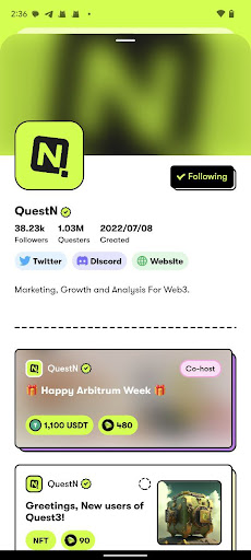 Android application QuestN screenshort