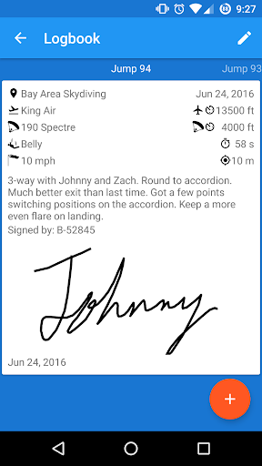 BlueSky - Skydiving Logbook