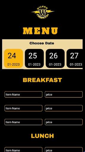 Wilcox Cafe Admin Screen 3