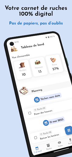 Android application BeePerf - carnet de ruches screenshort
