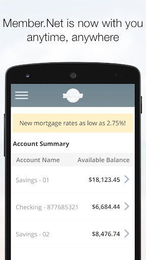 Android application FEFCU Member.Net screenshort