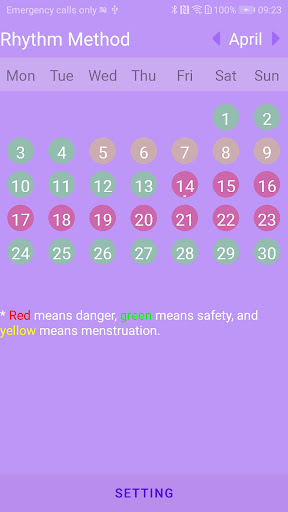 Android application Rhythm Method screenshort