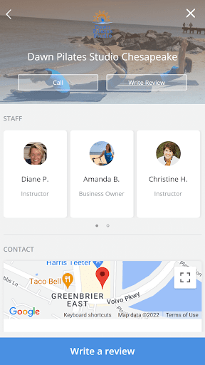 Android application Dawn Pilates Studio Chesapeake screenshort