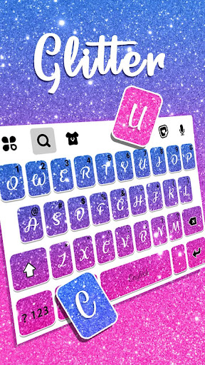 Pink Blue Glitter Keyboard Bac Screen 2