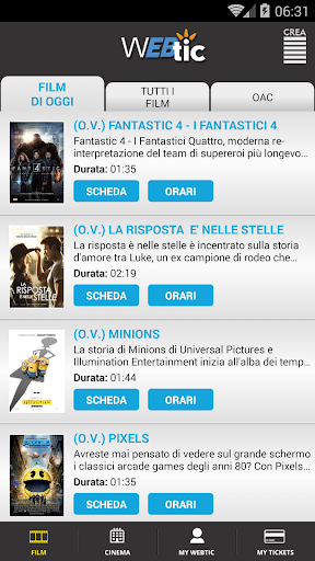 Android application Webtic Prenotazioni Cinema screenshort