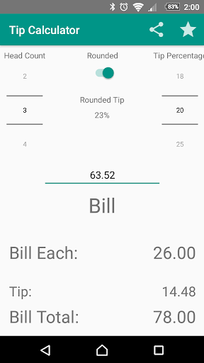 Android application Tip Calculator screenshort