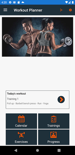 Android application Workout planner: gym, fitness screenshort