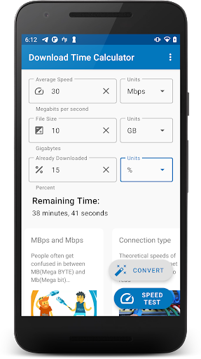 Download Time Calculator Screen 2