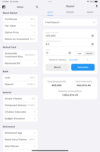 Captura de pantalla de Financial Calculator EMI, SIP