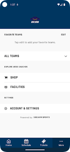 Screenshot of UC Santa Barbara Gauchos