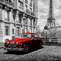 Retro Car in Paris Wallpaper