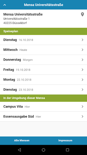 Android application Mensa Düsseldorf screenshort