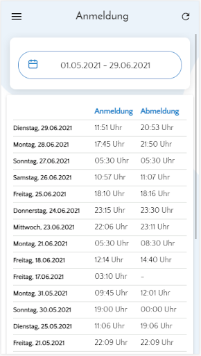 PTC Arbeitszeit (mobil) Screen 3