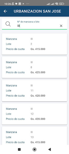 Lotes Screen 3