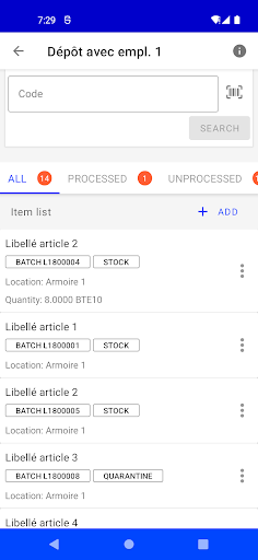 Stock inventories Screen 3