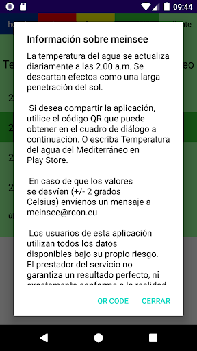 Temperatura del agua del Medit Screen 2