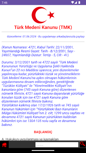 Android application Medeni Kanunu -Dijital Mevzuat screenshort