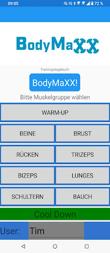 Android application Trainingstagebuch screenshort