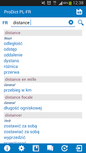 Polish - French dictionary Screen 2