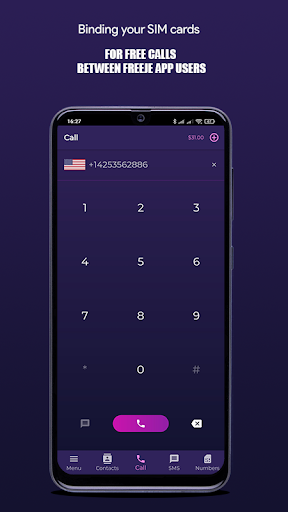 Android application Freeje Optimum Virtual number screenshort