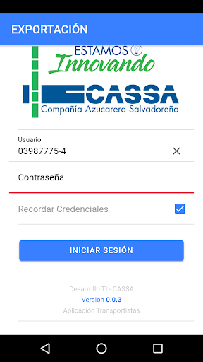 Android application Transporte Logístico - CASSA screenshort