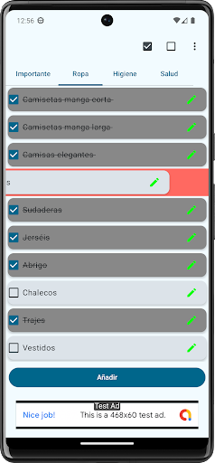 Lista simple de equipaje Screen 2