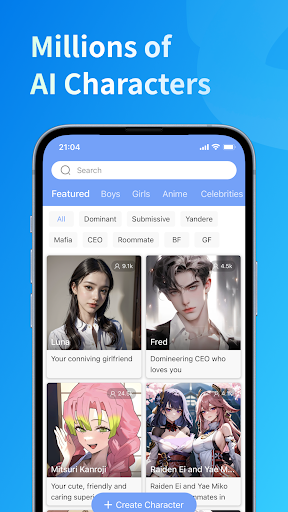 Android application Hi.AI - Chat With AI Character screenshort