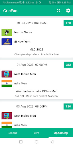 CricFan - Live Cricket Score Screen 2