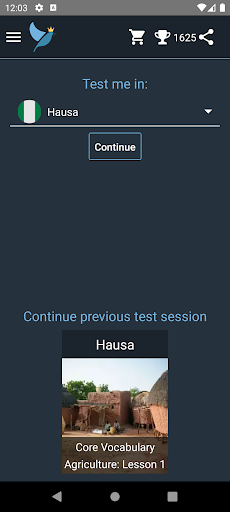Android application Hausa Language Tests screenshort