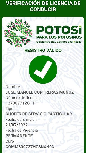 Android application Valida Tu Licencia SLP screenshort