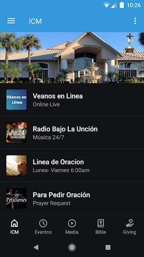 Android application ICM El Tabernaculo FL screenshort