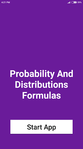 Android application Probability And Dist Formulas screenshort