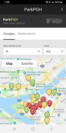 Android application ParkPGH screenshort