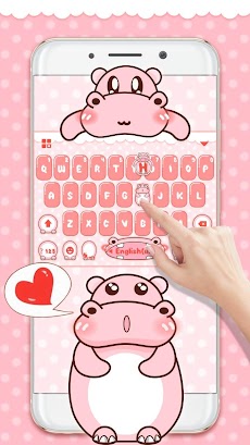 Pink Cute Hippo キーボードのおすすめ画像2