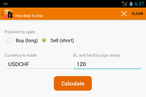 Forex Position Size Calculator Screen 2