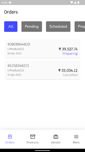Android application JVS Vendor Zone screenshort