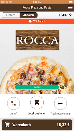 Android application Rocca Pizza and Pasta screenshort