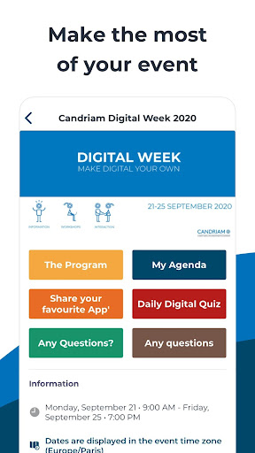 Android application Candriam Digital Week 2020 screenshort