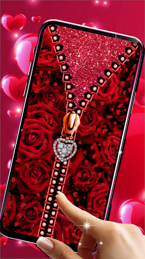 Android application Rose Heart Zipper Lock Screen screenshort