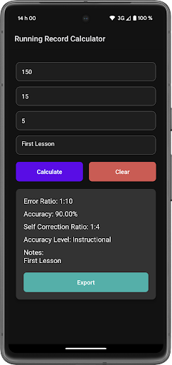 RunRecord Calc Screen 2