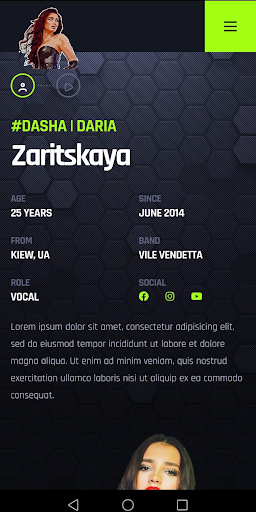 Android application Daria Zaritskaya - FAN APP screenshort